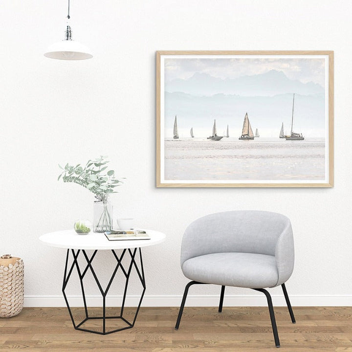 Summer Landscape Nautical Sailboat Print Minimalist - Canvas Wall Art Painting