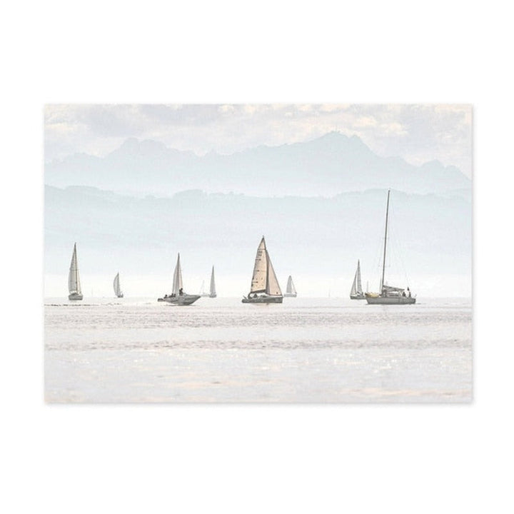 Summer Landscape Nautical Sailboat Print Minimalist - Canvas Wall Art Painting