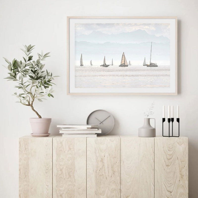Summer Landscape Nautical Sailboat Print Minimalist - Canvas Wall Art Painting