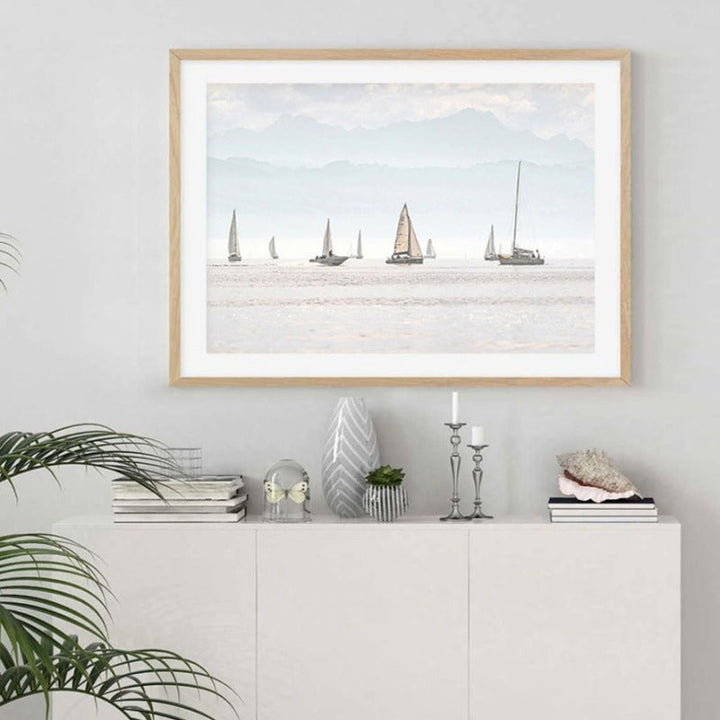 Summer Landscape Nautical Sailboat Print Minimalist - Canvas Wall Art Painting