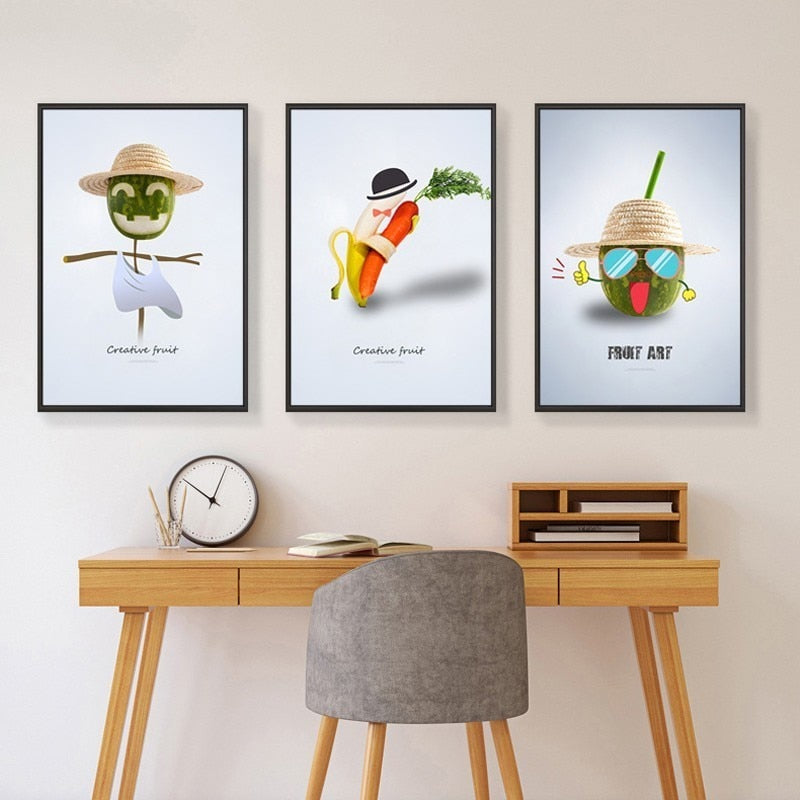 Dancing Cool Fruits - Canvas Wall Art Painting