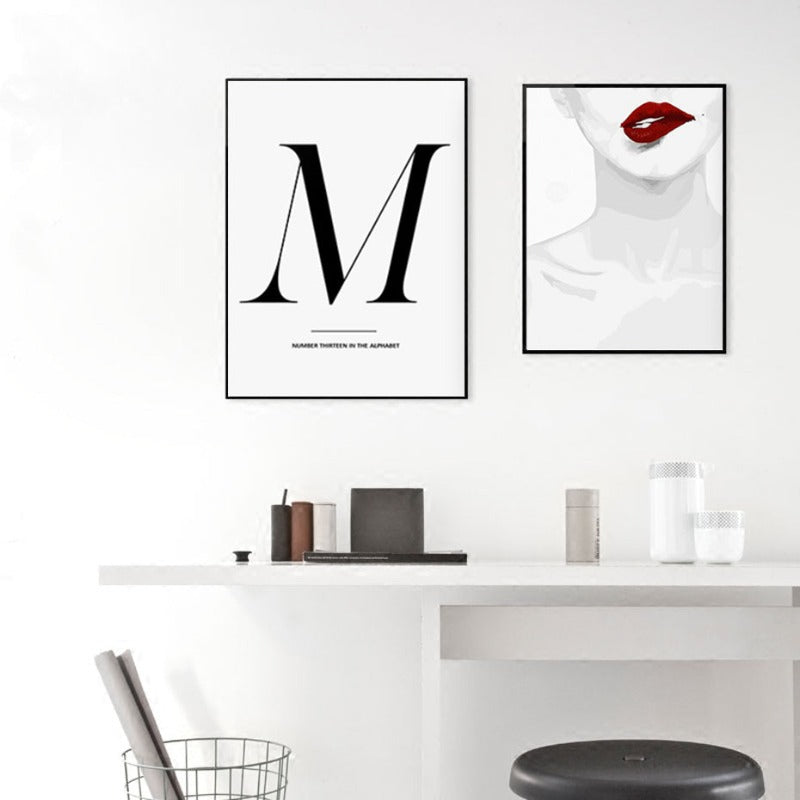 Makeup Fashion Beauty Red Lips  - Canvas Wall Art Painting