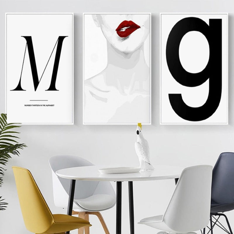 Makeup Fashion Beauty Red Lips  - Canvas Wall Art Painting