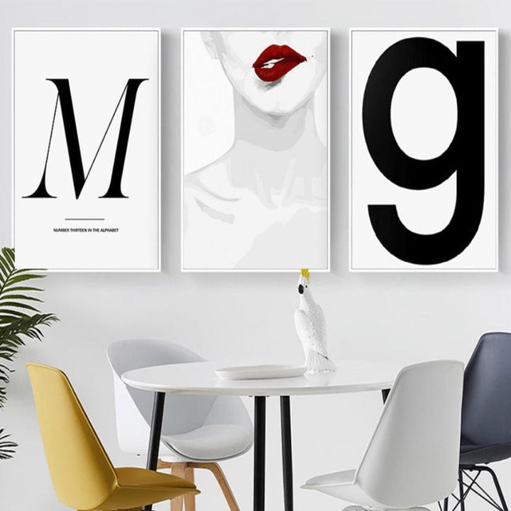 Makeup Fashion Beauty Red Lips  - Canvas Wall Art Painting