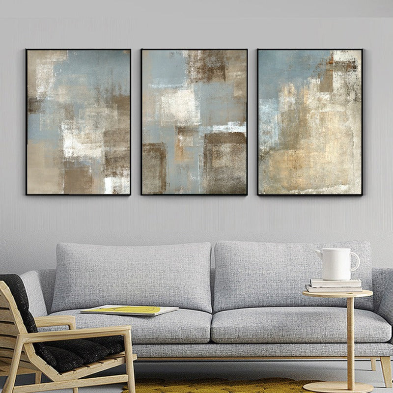 Vintage Gray And Beige Trend Abstract- Canvas Wall Art Painting