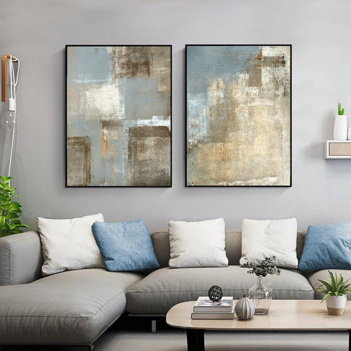 Vintage Gray And Beige Trend Abstract- Canvas Wall Art Painting