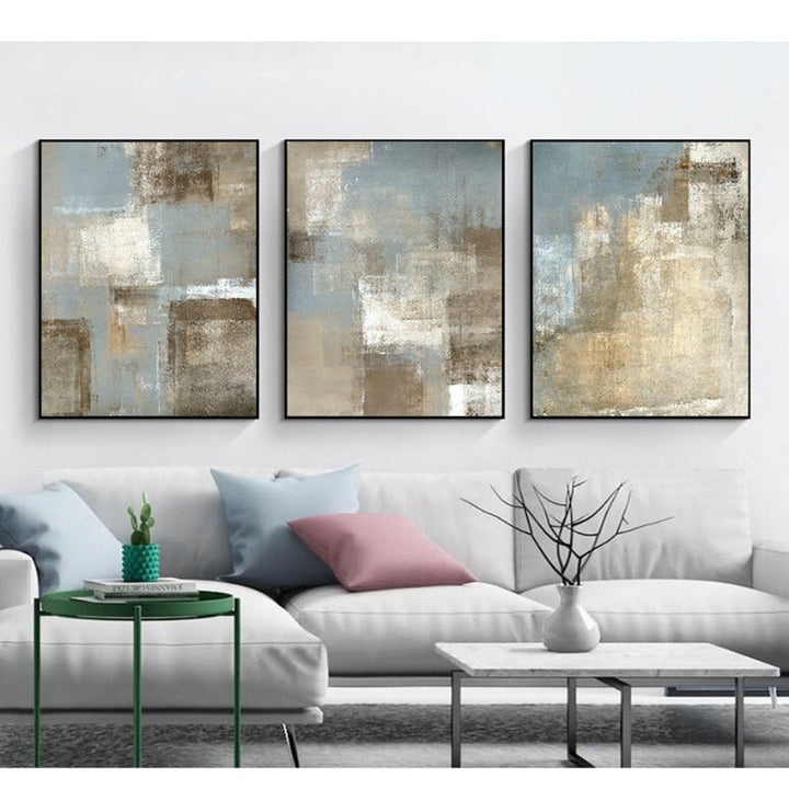 Vintage Gray And Beige Trend Abstract- Canvas Wall Art Painting