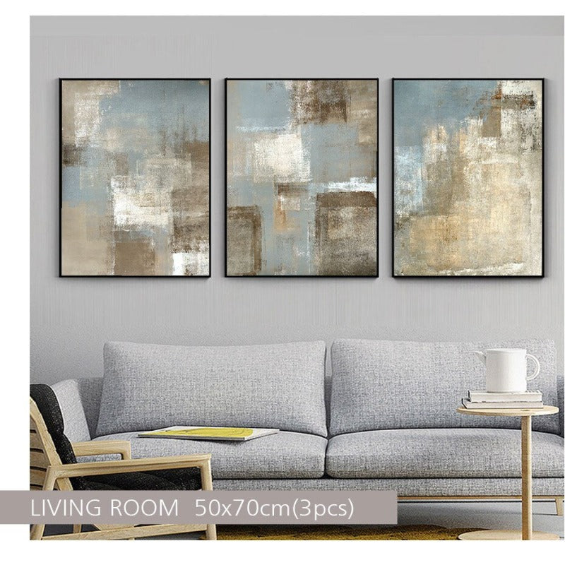 Vintage Gray And Beige Trend Abstract- Canvas Wall Art Painting