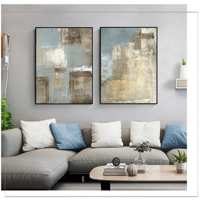 Vintage Gray And Beige Trend Abstract- Canvas Wall Art Painting