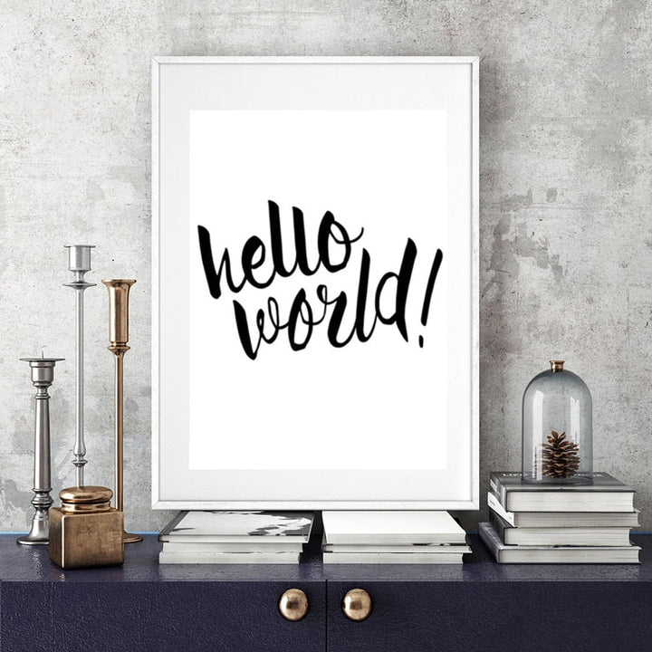 Hello World Nursery Quote - Canvas Wall Art Painting
