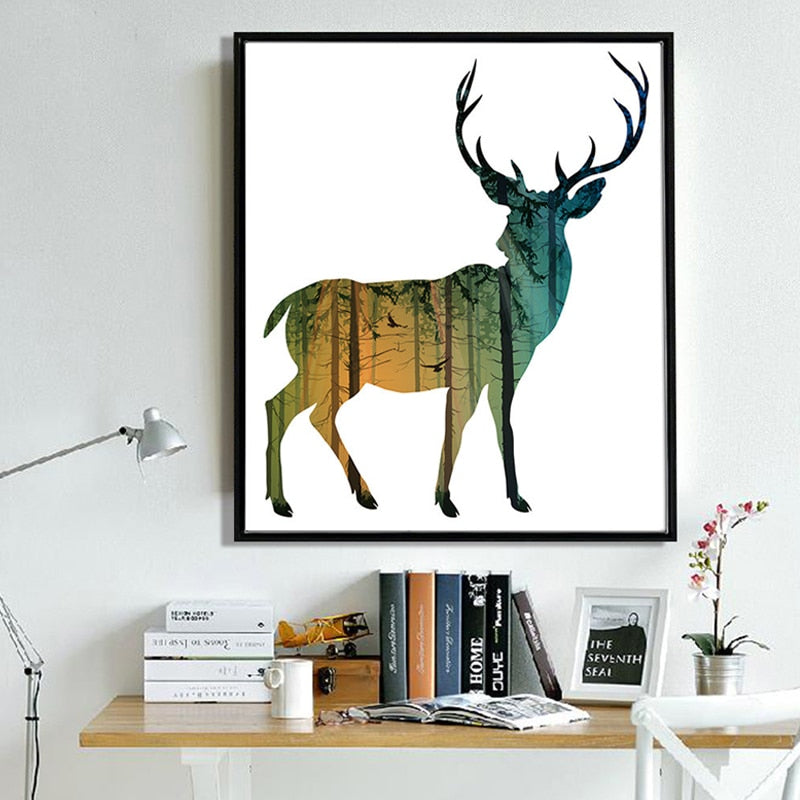 Deer Animals Forest - Canvas Wall Art Painting