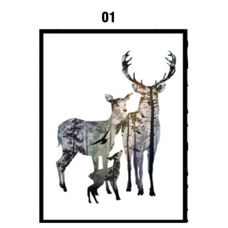 Deer Animals Forest - Canvas Wall Art Painting