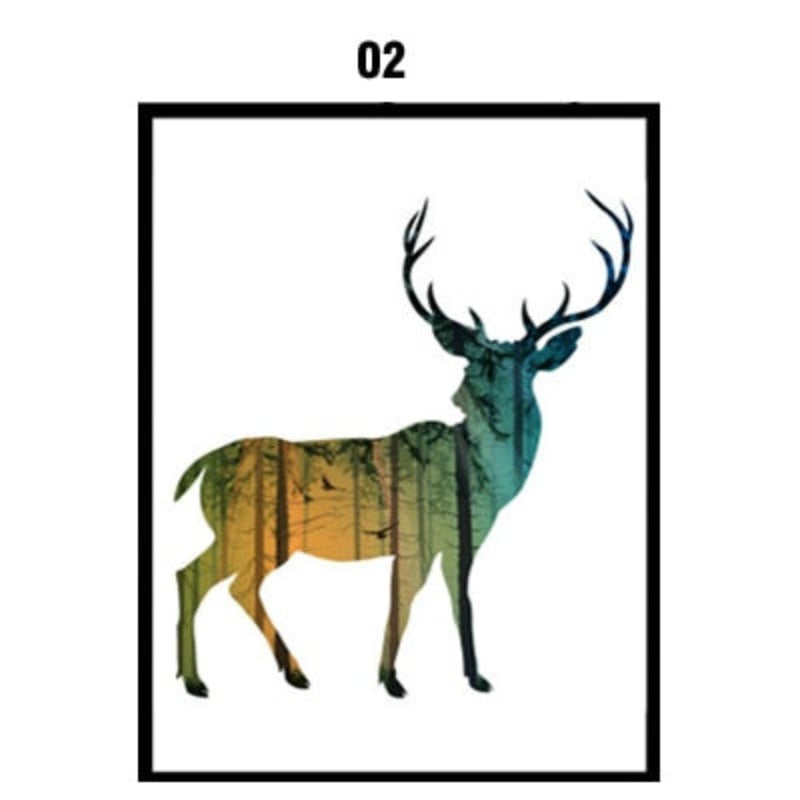 Deer Animals Forest - Canvas Wall Art Painting