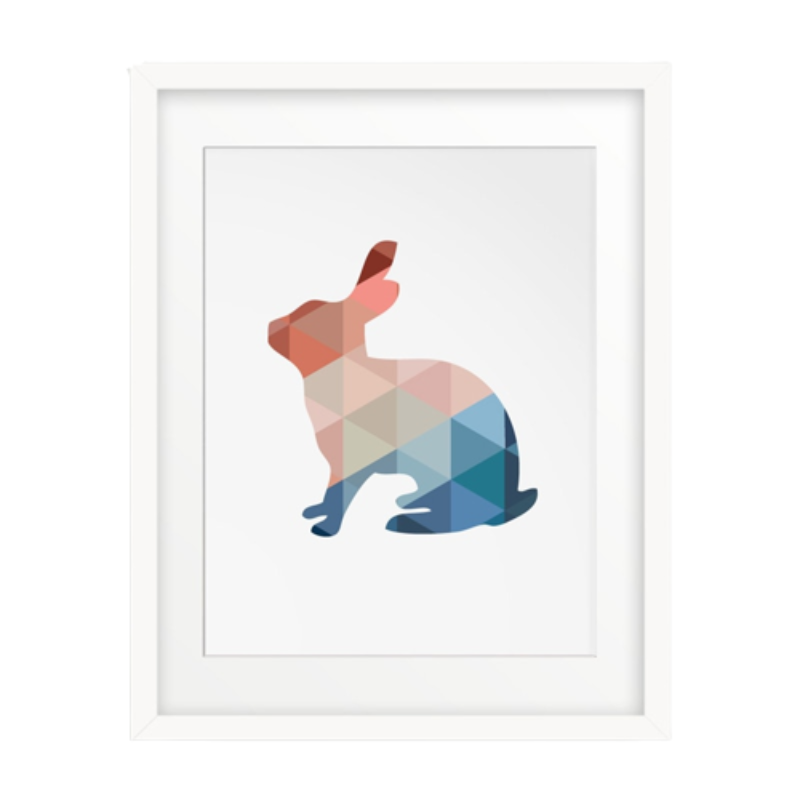 Geometric Triangles Rabbit  - Canvas Wall Art Painting