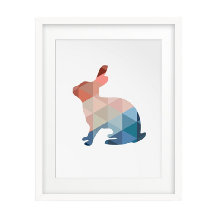 Geometric Triangles Rabbit  - Canvas Wall Art Painting