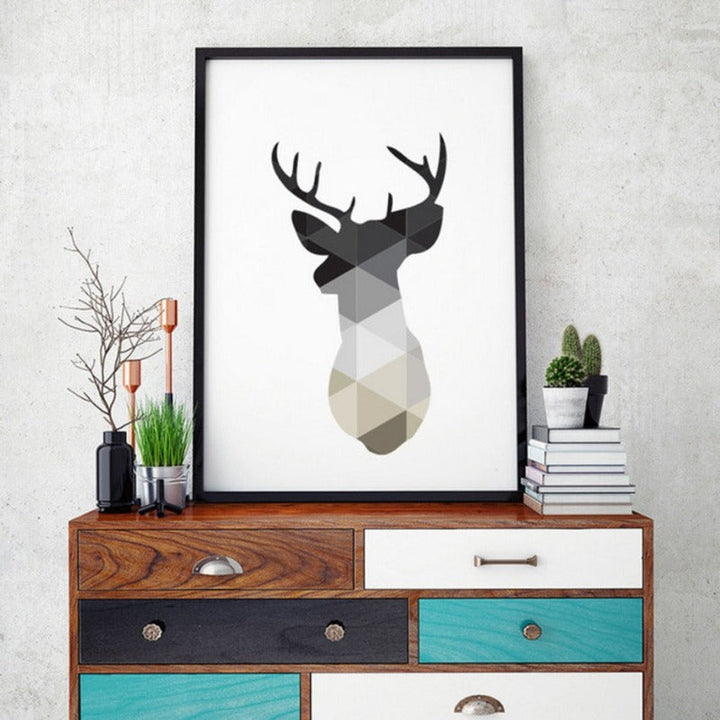 Minimalist Geometric Deer - Canvas Wall Art Painting