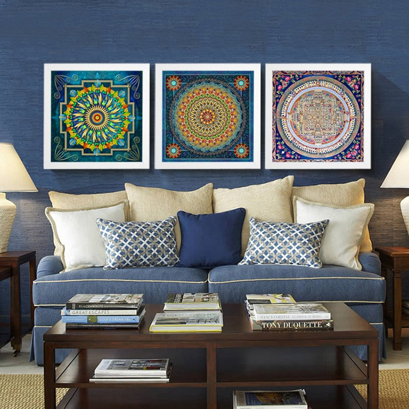 Mandala Ornament Thangka Yoga - Canvas Wall Art Painting