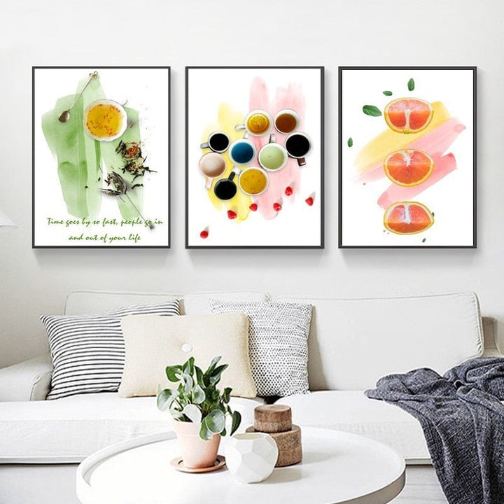 Inspirational Life Quotes Fruit Tea - Canvas Wall Art Painting