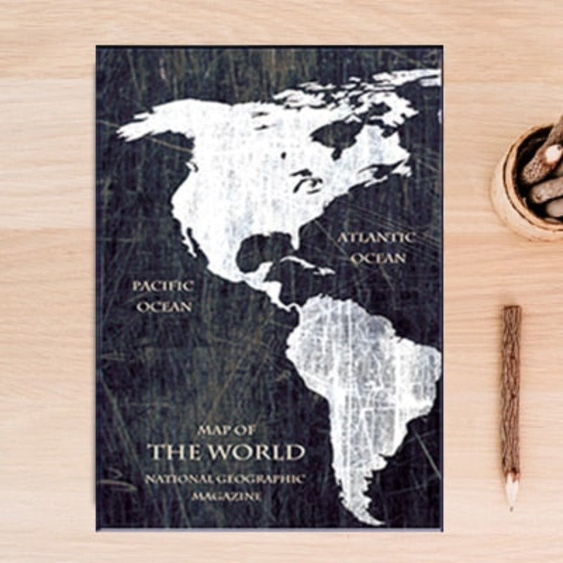 Vintage Black And White World Map Posters Prints - Canvas Wall Art Painting