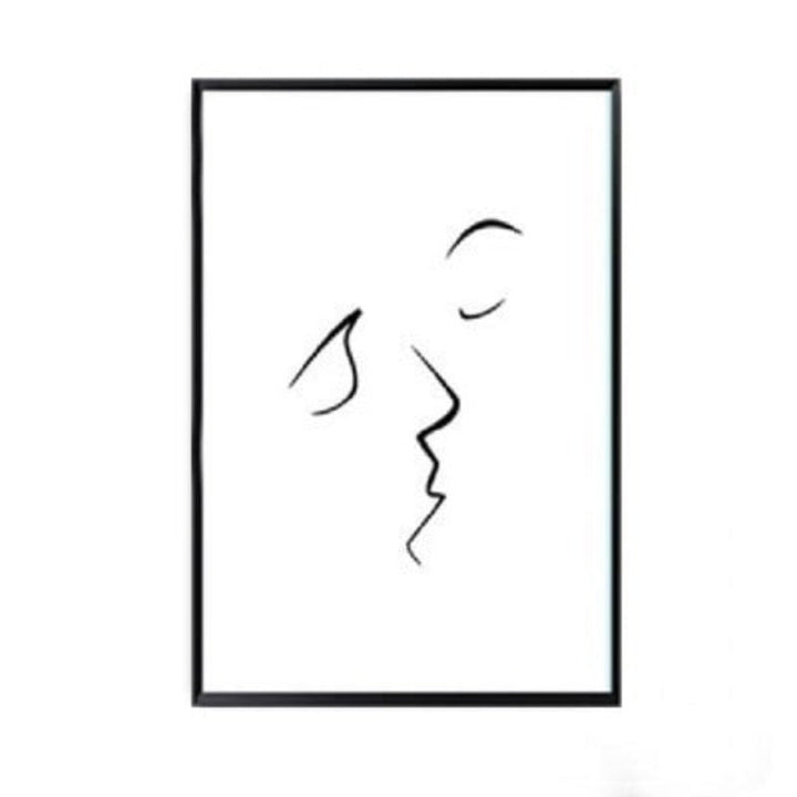 Fashion Women Abstract Kiss Poster Voyeur - Canvas Wall Art Painting