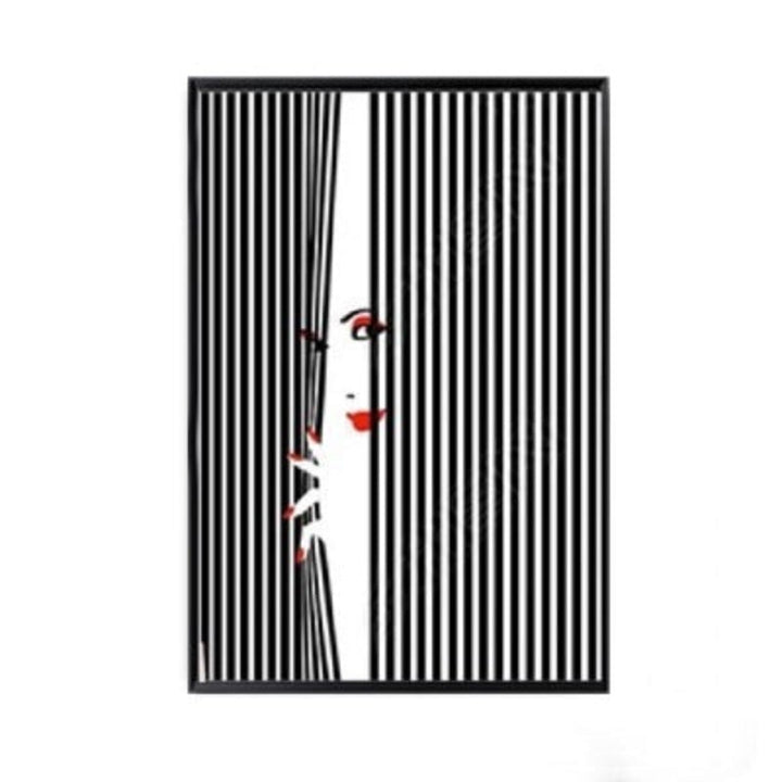 Fashion Women Abstract Kiss Poster Voyeur - Canvas Wall Art Painting
