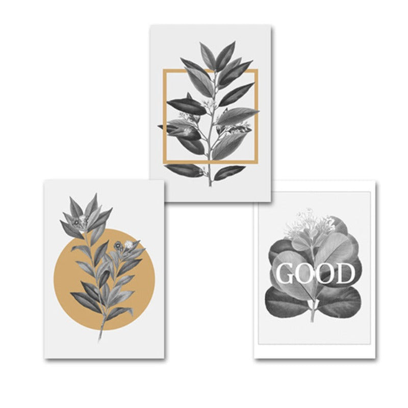 Grey Flowers Geometric Nordic Prints Posters - Canvas Wall Art Painting