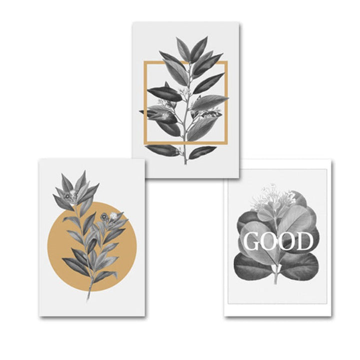 Grey Flowers Geometric Nordic Prints Posters - Canvas Wall Art Painting