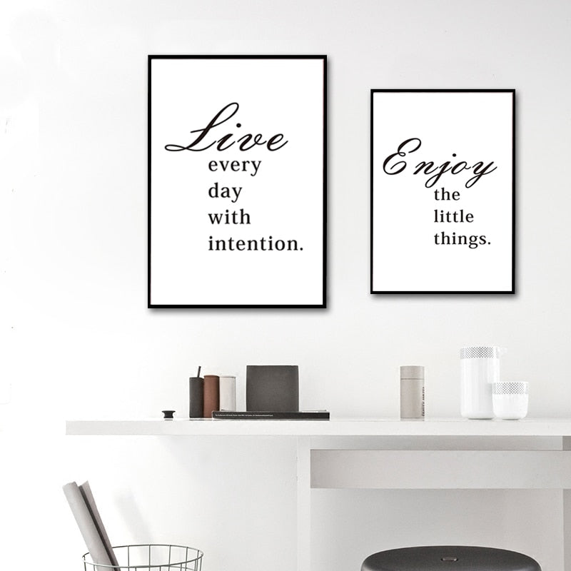 Minimalist Enjoy Little Things Life Quote Live Letters Wall Art Prints