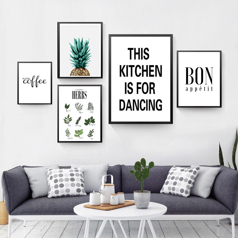 Herbs Poster Botanical Kitchen - Canvas Wall Art Painting