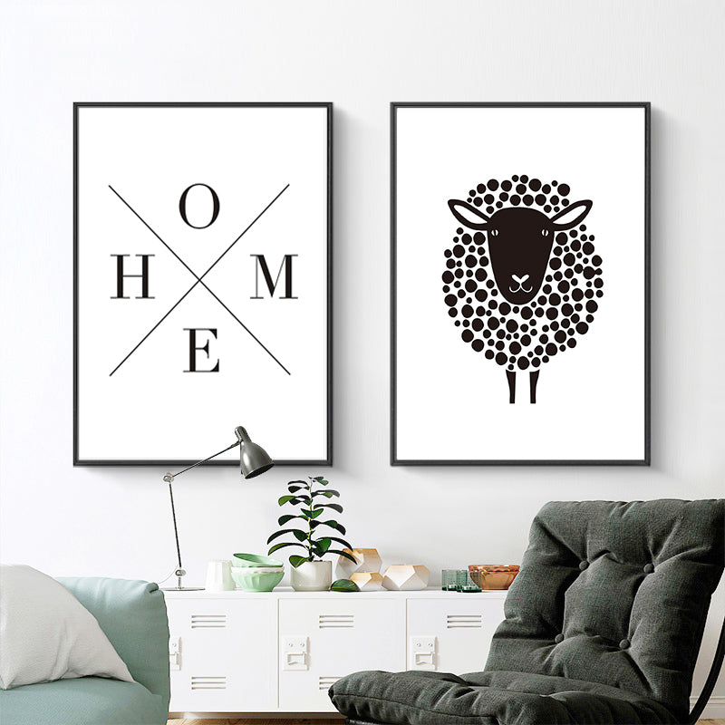Minimalist Black And White Inspiring Letters - Canvas Wall Art Painting