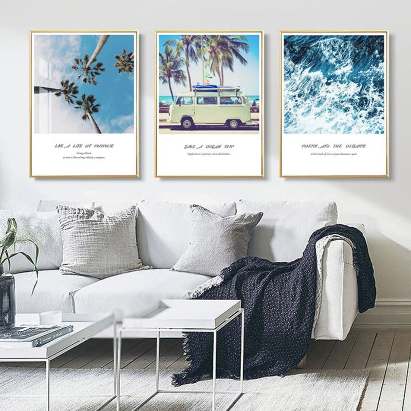 Travel Life Posters Coconut Tree Prints Tropical Seascape - Canvas Wall Art Painting