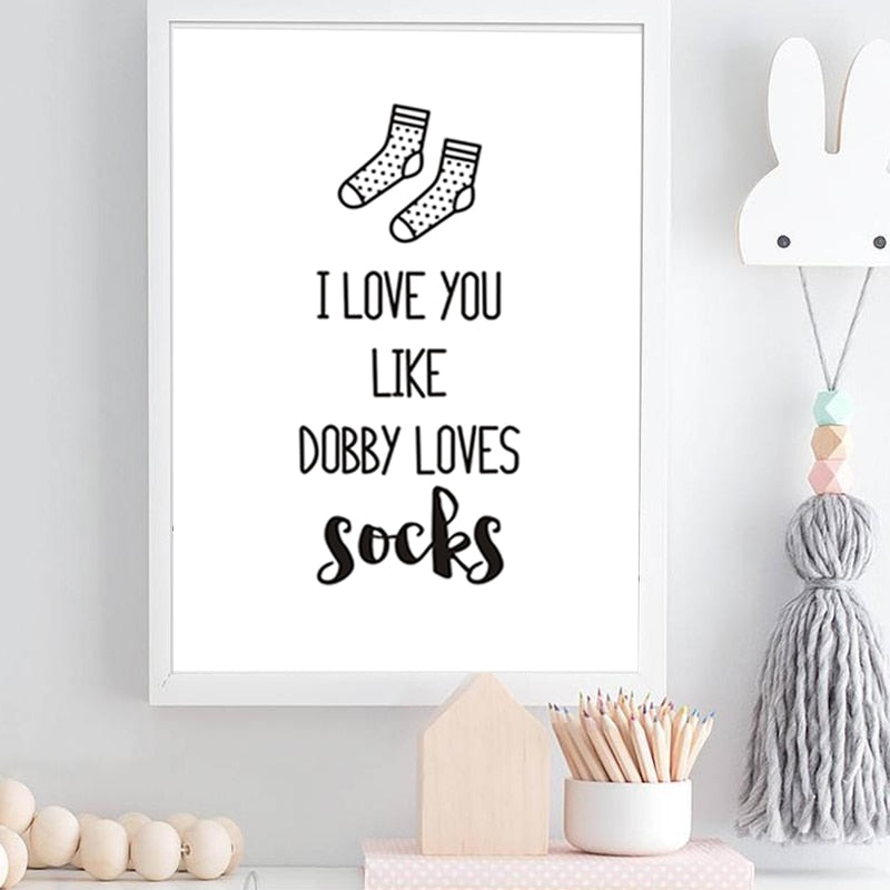 I Love You Nursery Prints Decor Socks - Canvas Wall Art Painting