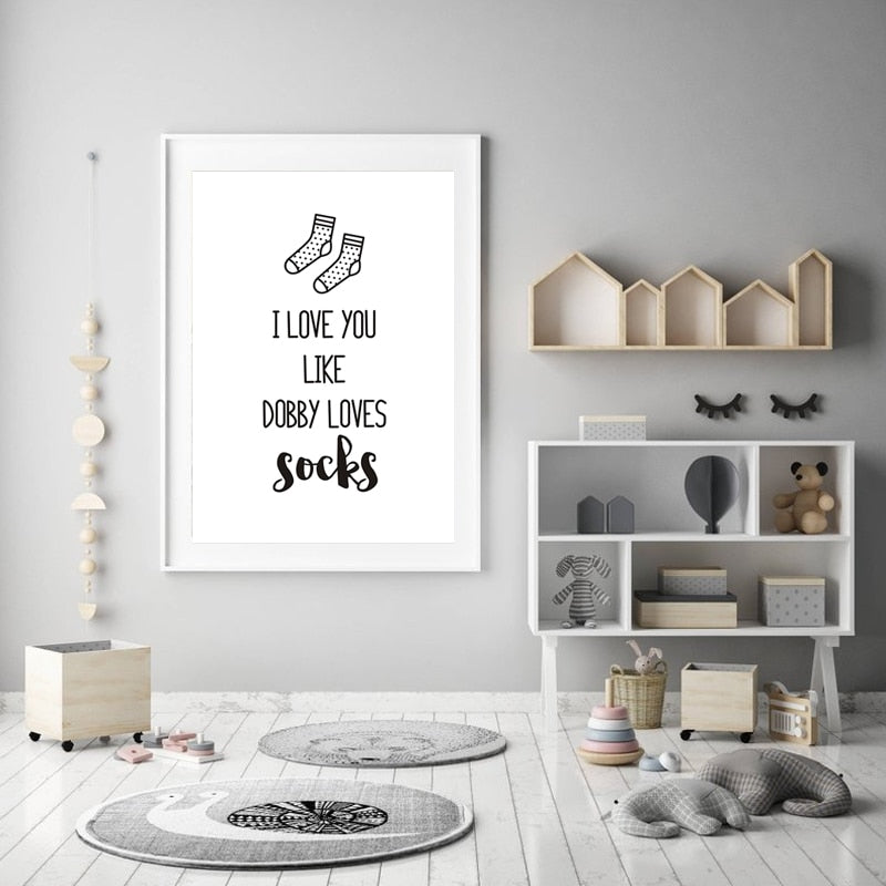 I Love You Nursery Prints Decor Socks - Canvas Wall Art Painting