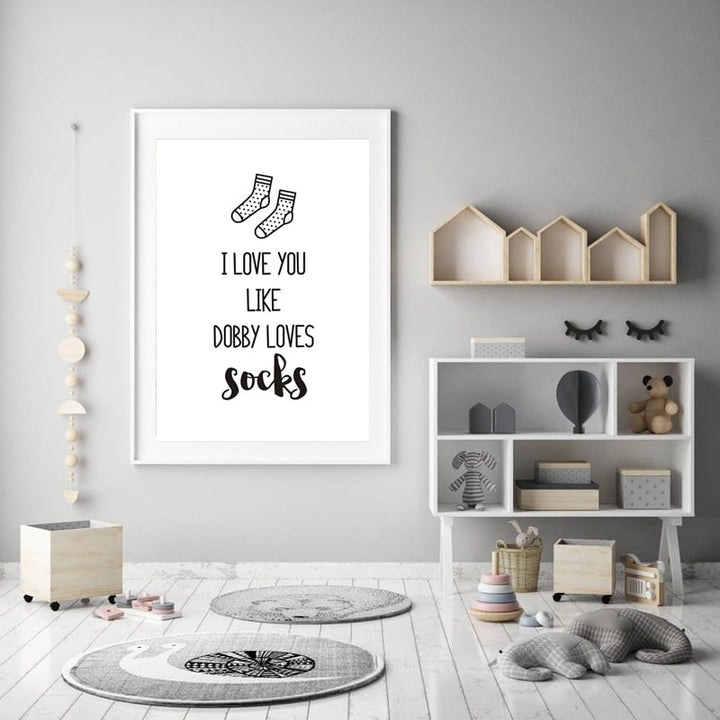 I Love You Nursery Prints Decor Socks - Canvas Wall Art Painting