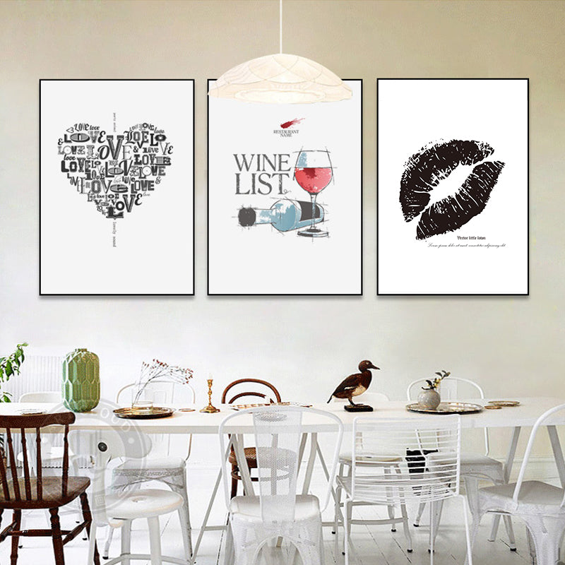 Love Heart Wine Prints Kitchen Posters - Canvas Wall Art Painting