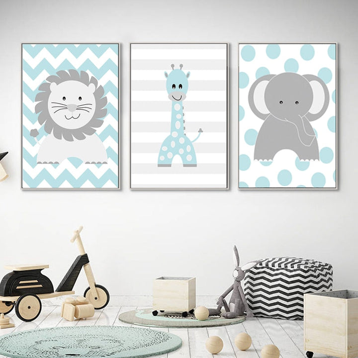 Cute Cartoon Animals - Canvas Wall Art Painting