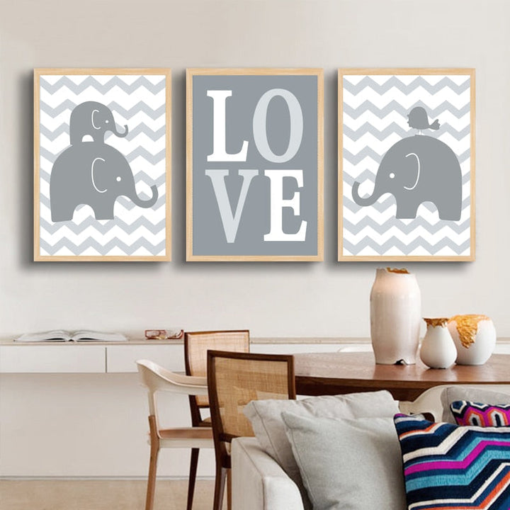 Sweet Elephants - Canvas Wall Art Painting