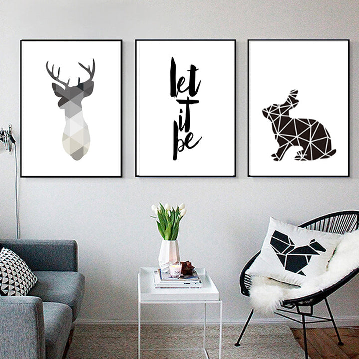 Minimalist Geometric Deer - Canvas Wall Art Painting