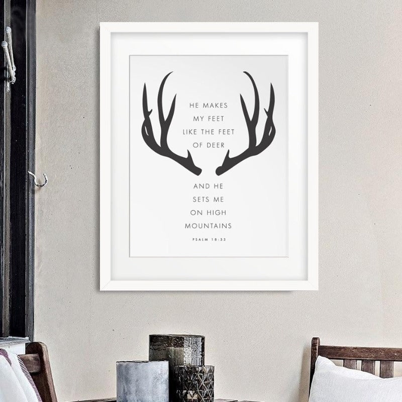 Minimalist Black And White Antlers Inspiring - Canvas Wall Art Painting
