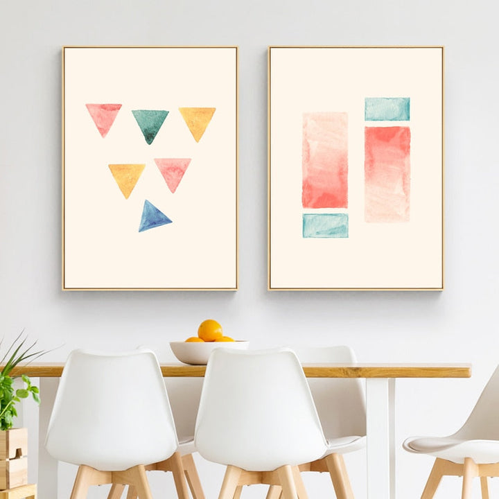 Geometric Watercolor Prints Posters - Canvas Wall Art Painting