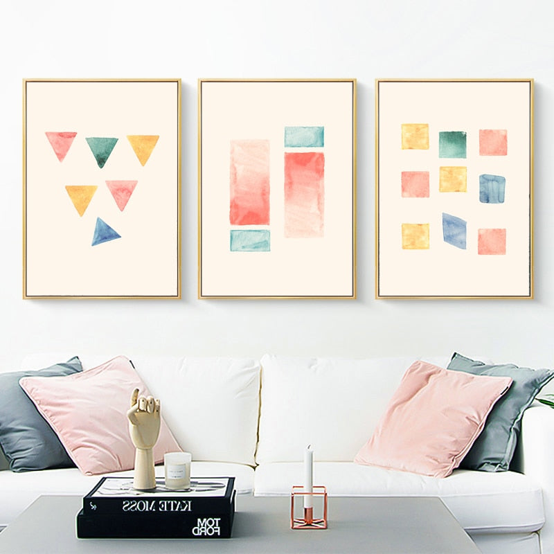 Geometric Watercolor Prints Posters - Canvas Wall Art Painting