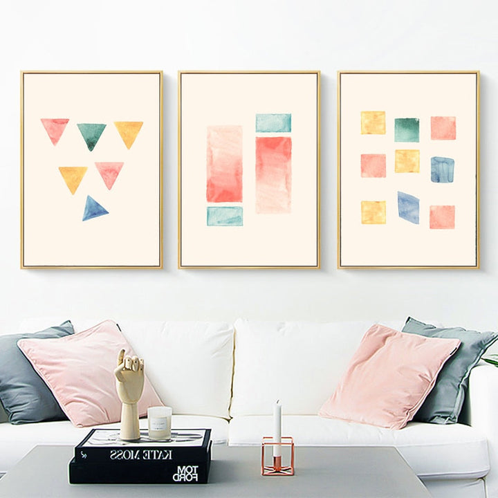 Geometric Watercolor Prints Posters - Canvas Wall Art Painting