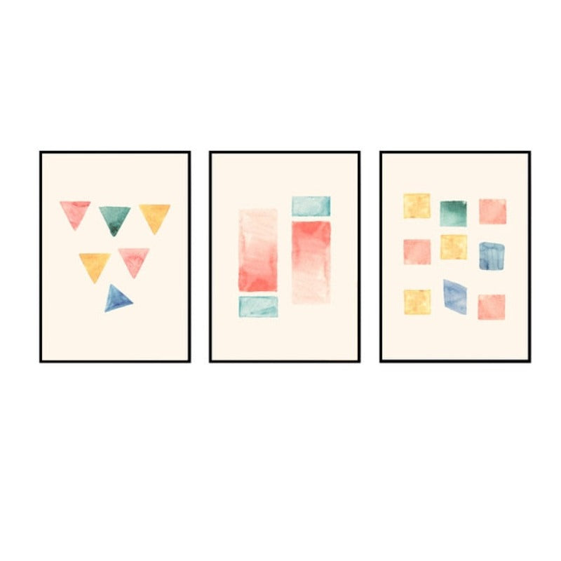Geometric Watercolor Prints Posters - Canvas Wall Art Painting