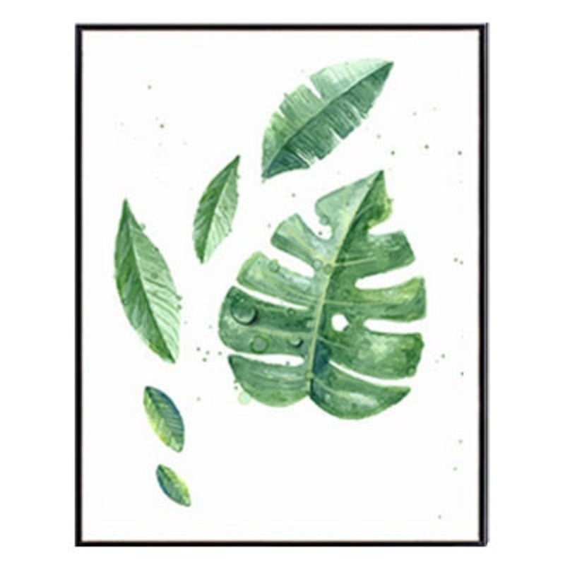 Tropical Green Leaves Plants - Canvas Wall Art Painting