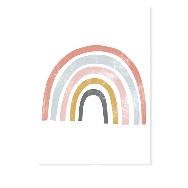 Lovely Rainbow Cartoon Girl Nursery - Canvas Wall Art Print