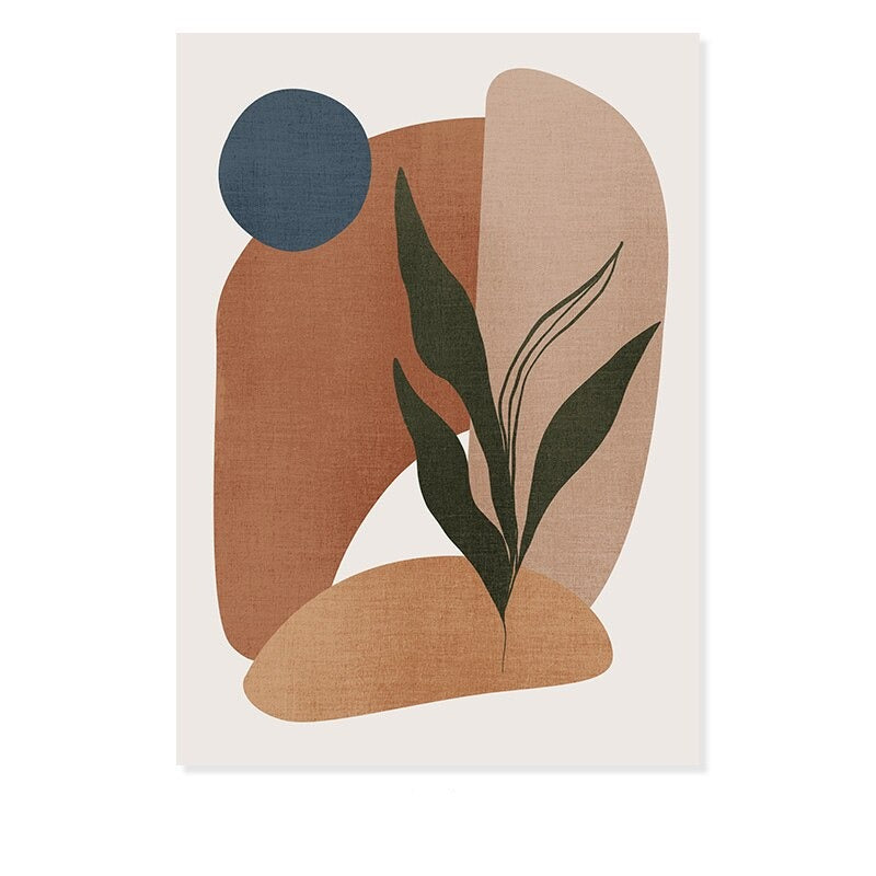 Minimalist Abstract Green Leaf Bohemia - Canvas Wall Art Print
