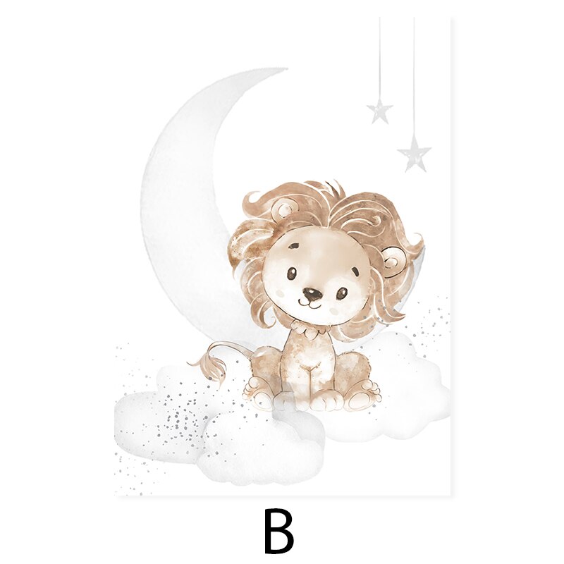Cute Cartoon African Animals Nursery - Canvas Wall Art Print