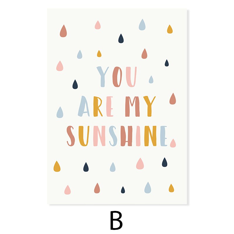 Happy Color You Are My Sunshine Nursery - Canvas Wall Art Print