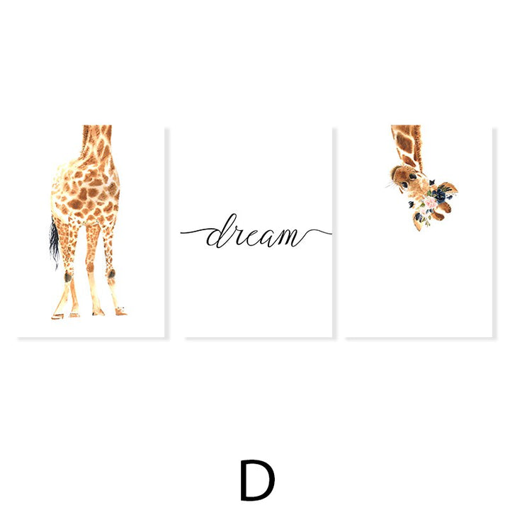 Cute Giraffe Dream Watercolor - Canvas Wall Art Print