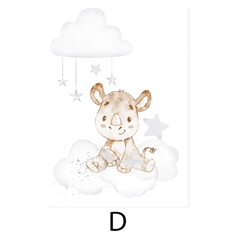Cute Cartoon African Animals Nursery - Canvas Wall Art Print